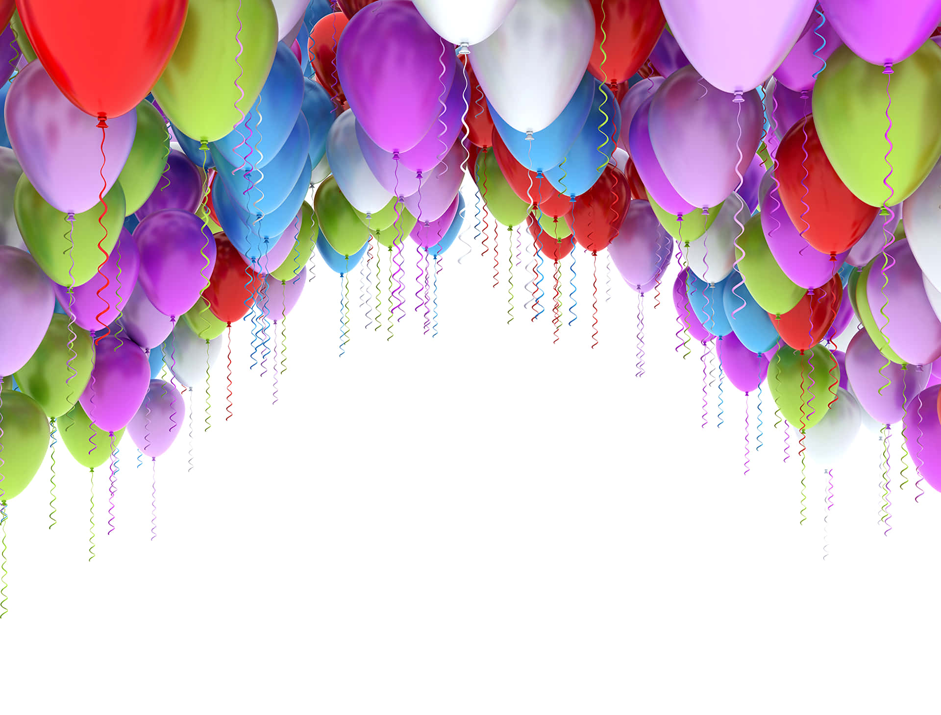 Fødselsdagsballoner svæver på toppen af billedtapet.