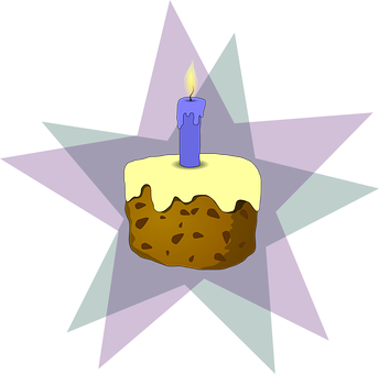 Birthday Cake Single Candle Illustration PNG