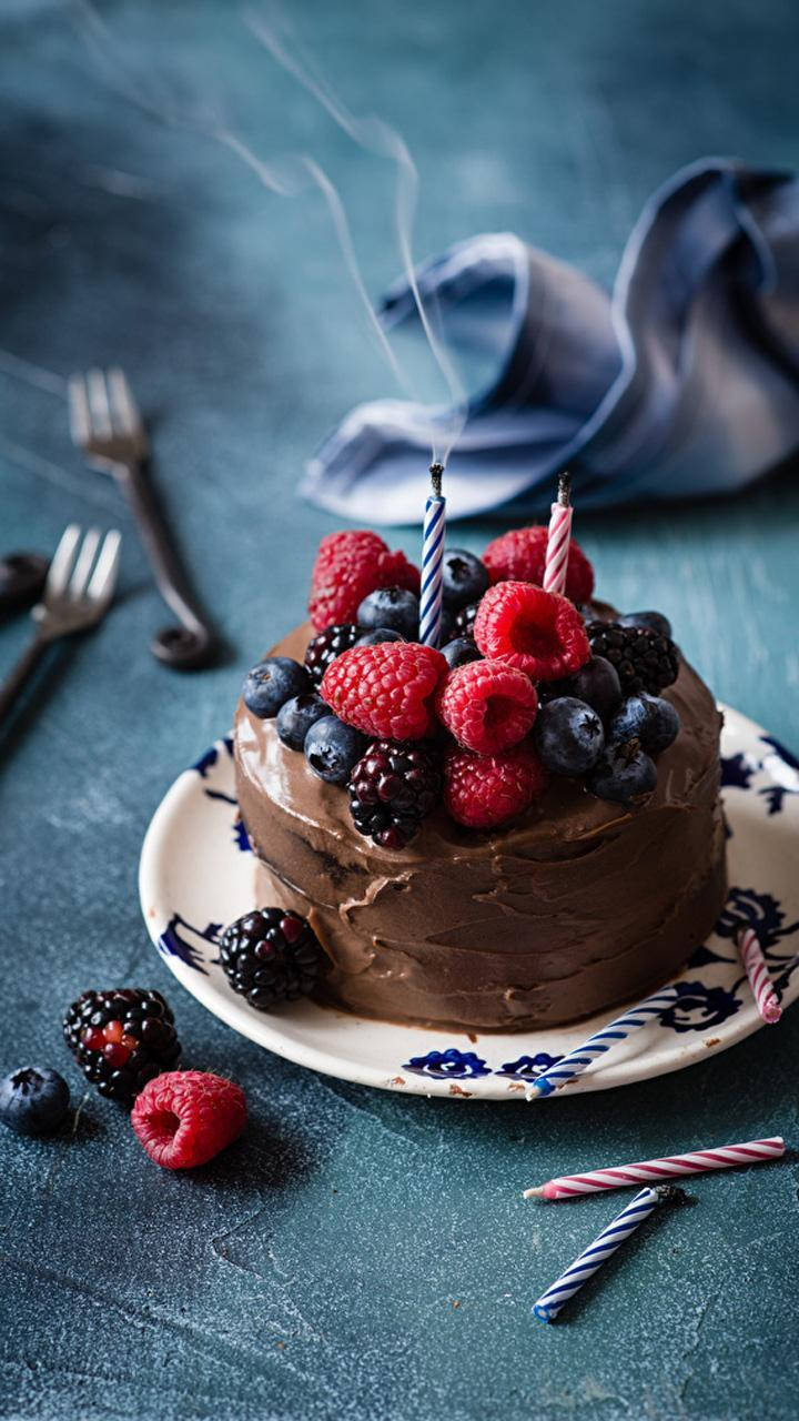 Birthday Cake Topped With Berries