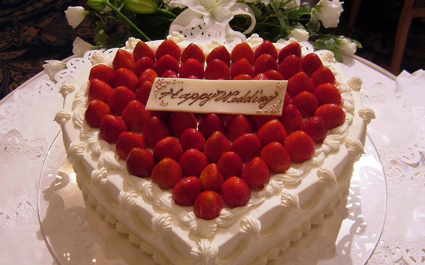 Birthday Cake Topped With Strawberries