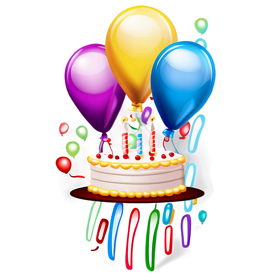 Download Birthday Cake With Balloons Png Wdp52 | Wallpapers.com