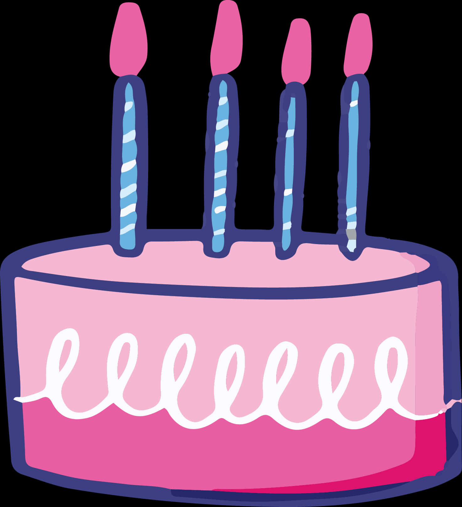 Birthday Cake With Blue Candles Vector PNG