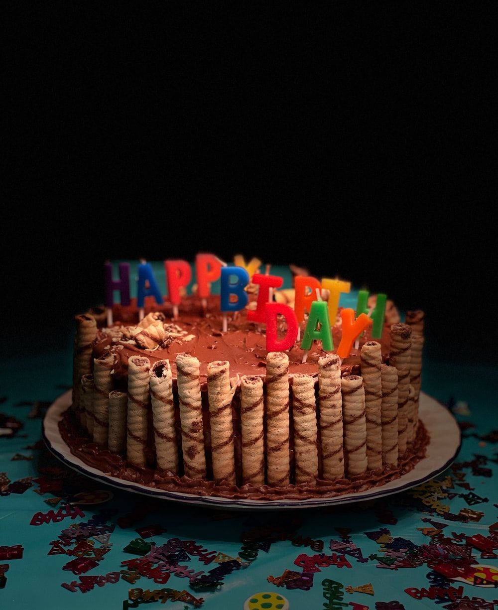 Birthday Cake With Chocolate Wafer Sticks