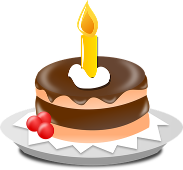 Birthday Cake With One Candle PNG