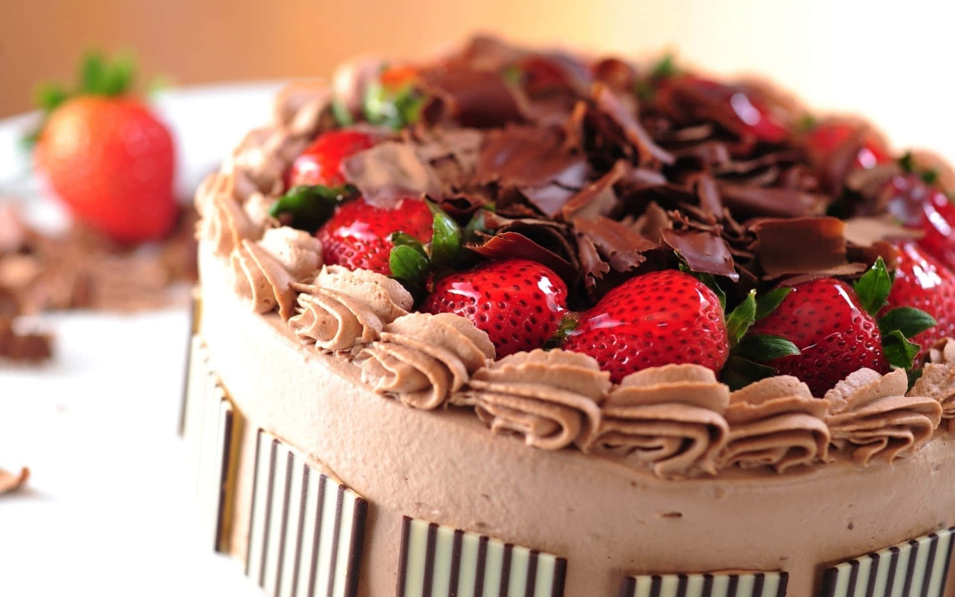 Chocolate Cake With Strawberries And Chocolate Frosting