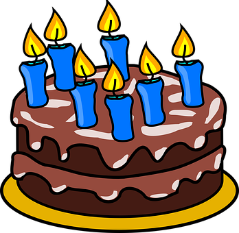Birthday Cakewith Blue Candles PNG