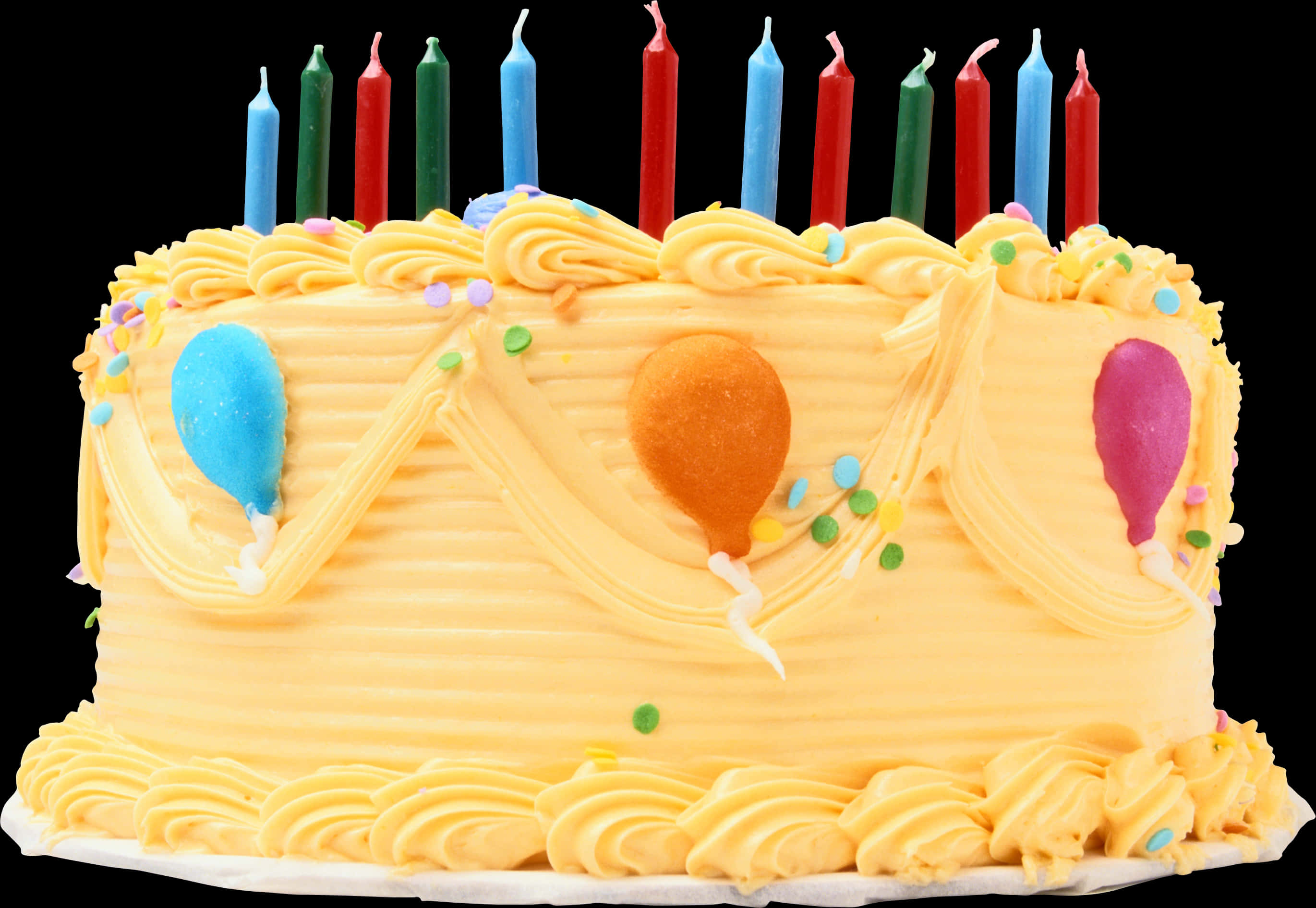 Birthday Cakewith Candlesand Balloons PNG