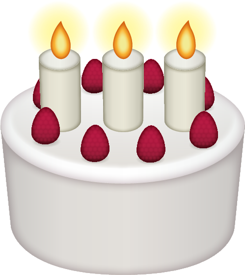 Birthday Cakewith Candlesand Raspberries.png PNG