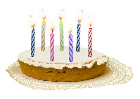 Birthday Cakewith Lit Candles PNG