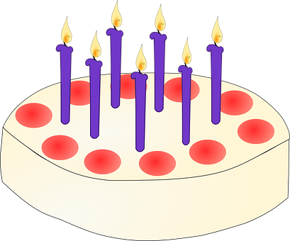Birthday Cakewith Purple Candles PNG