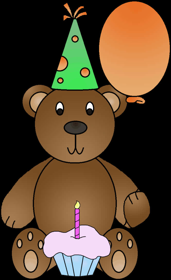 Birthday Celebration Teddy Bear With Cupcake PNG