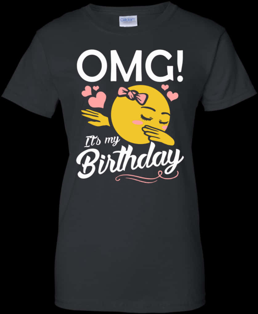 Birthday Emoji Black T Shirt PNG