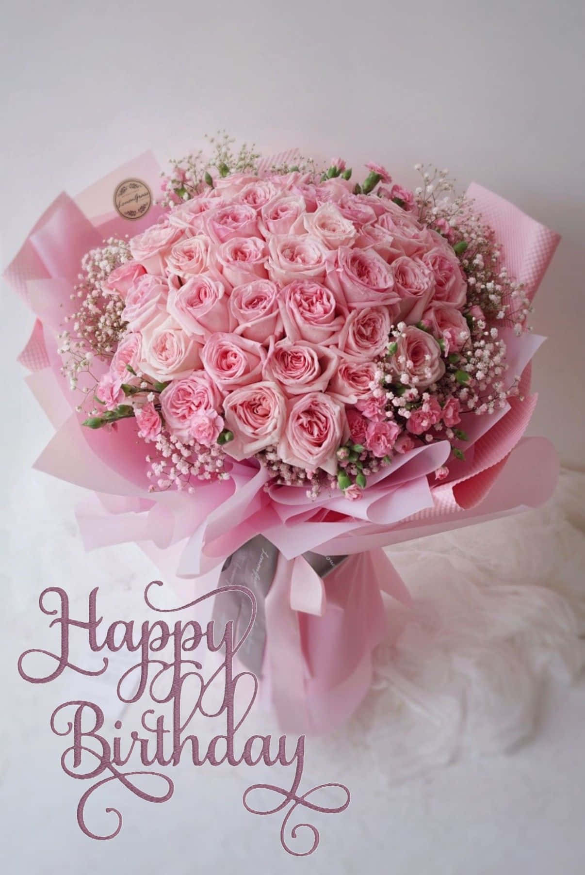 pink happy birthday flowers