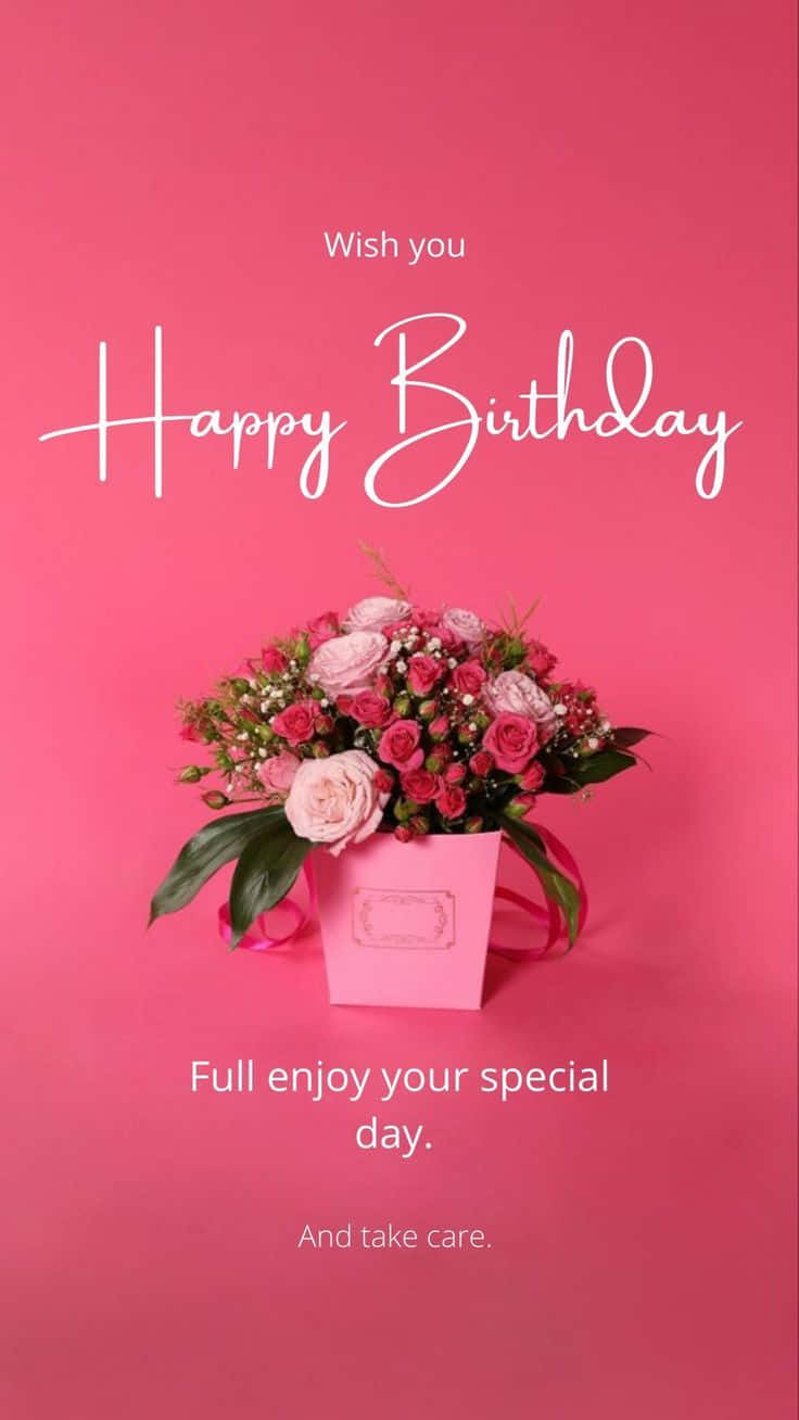 Pink Birthday Card Design With Flowers Picture