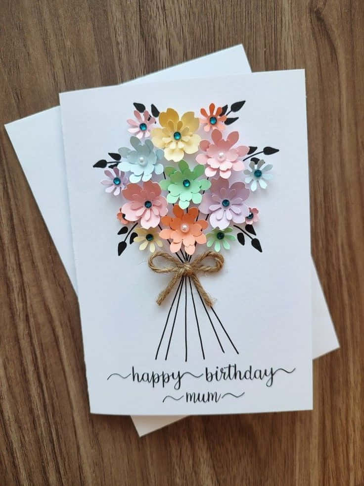 Cartãode Aniversário Criativo Com Imagem De Flores.