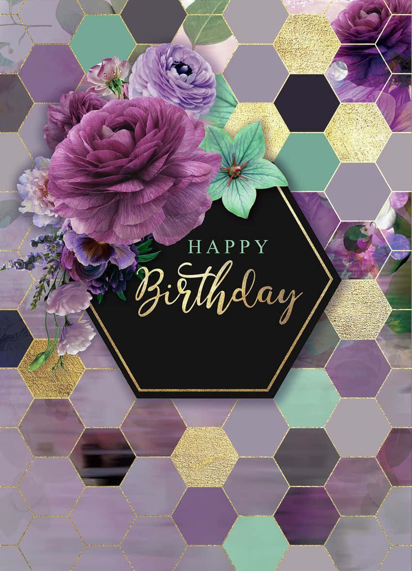 Purple Birthday Card With Flowers Picture