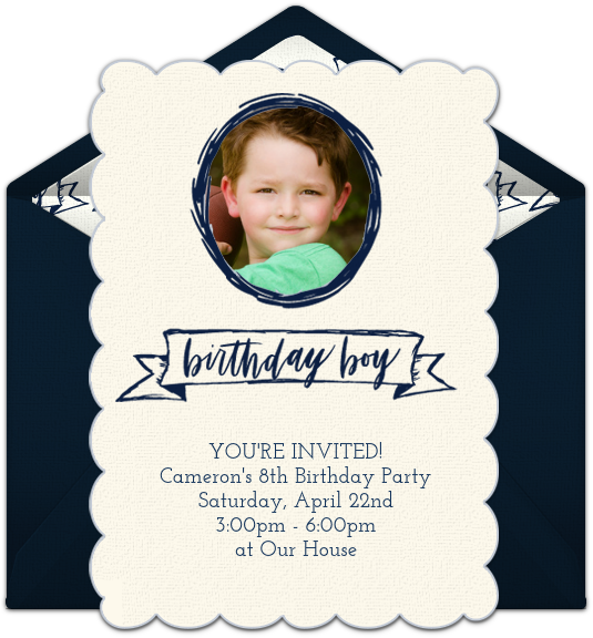 Birthday Invitation Boy Photo PNG