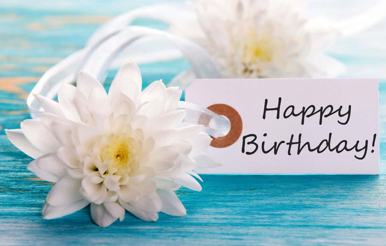 White Flowers Birthday Message Picture