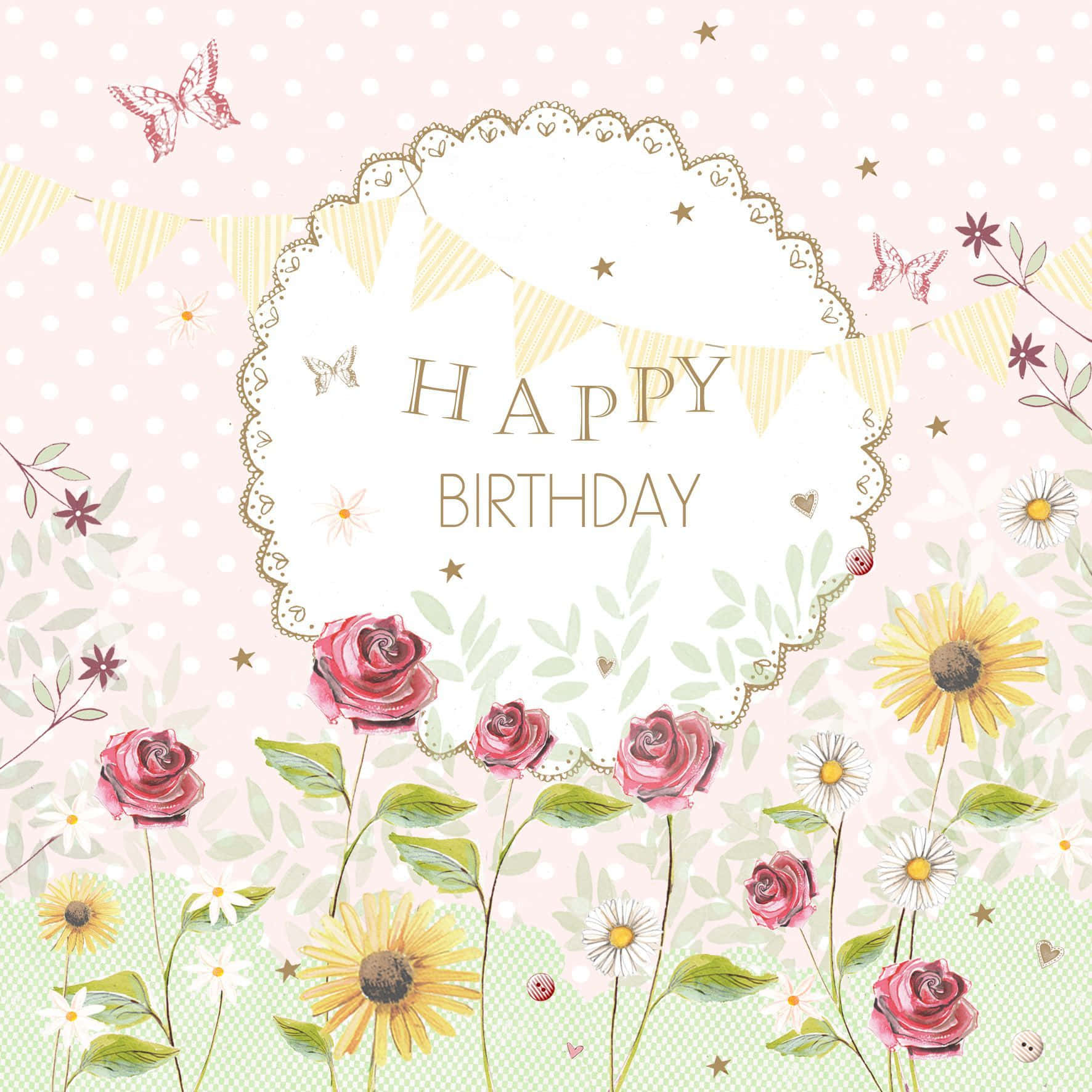 Pastel Rose And Sunflower Birthday Message Picture