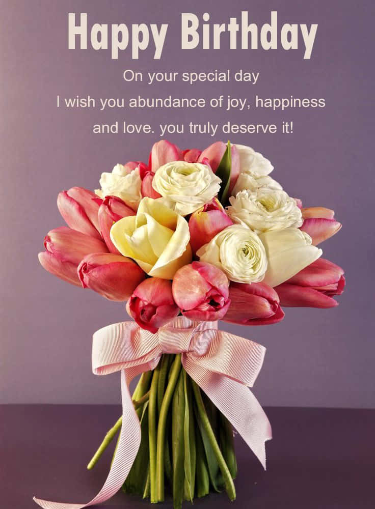 Birthday Message With Flower Bouquet Picture