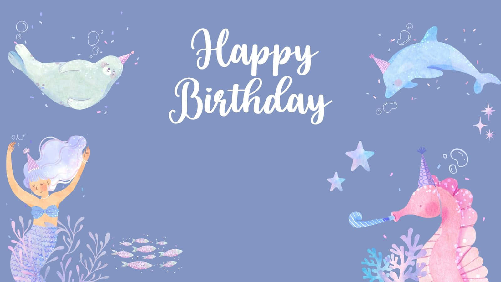 Birthday Party Background With Sea Creature