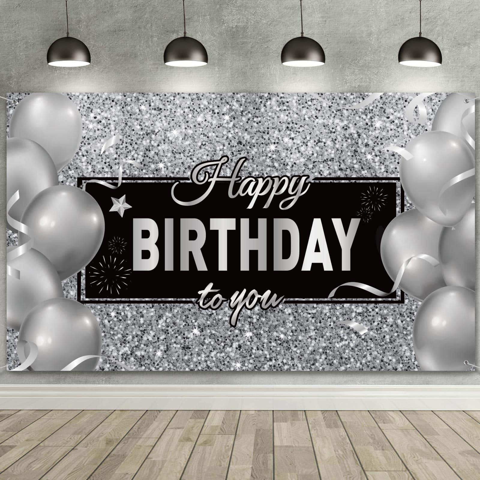 Birthday Party Background Silver Backdrop