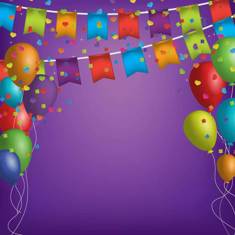 Download Birthday Party Background Decoration In Purple | Wallpapers.com