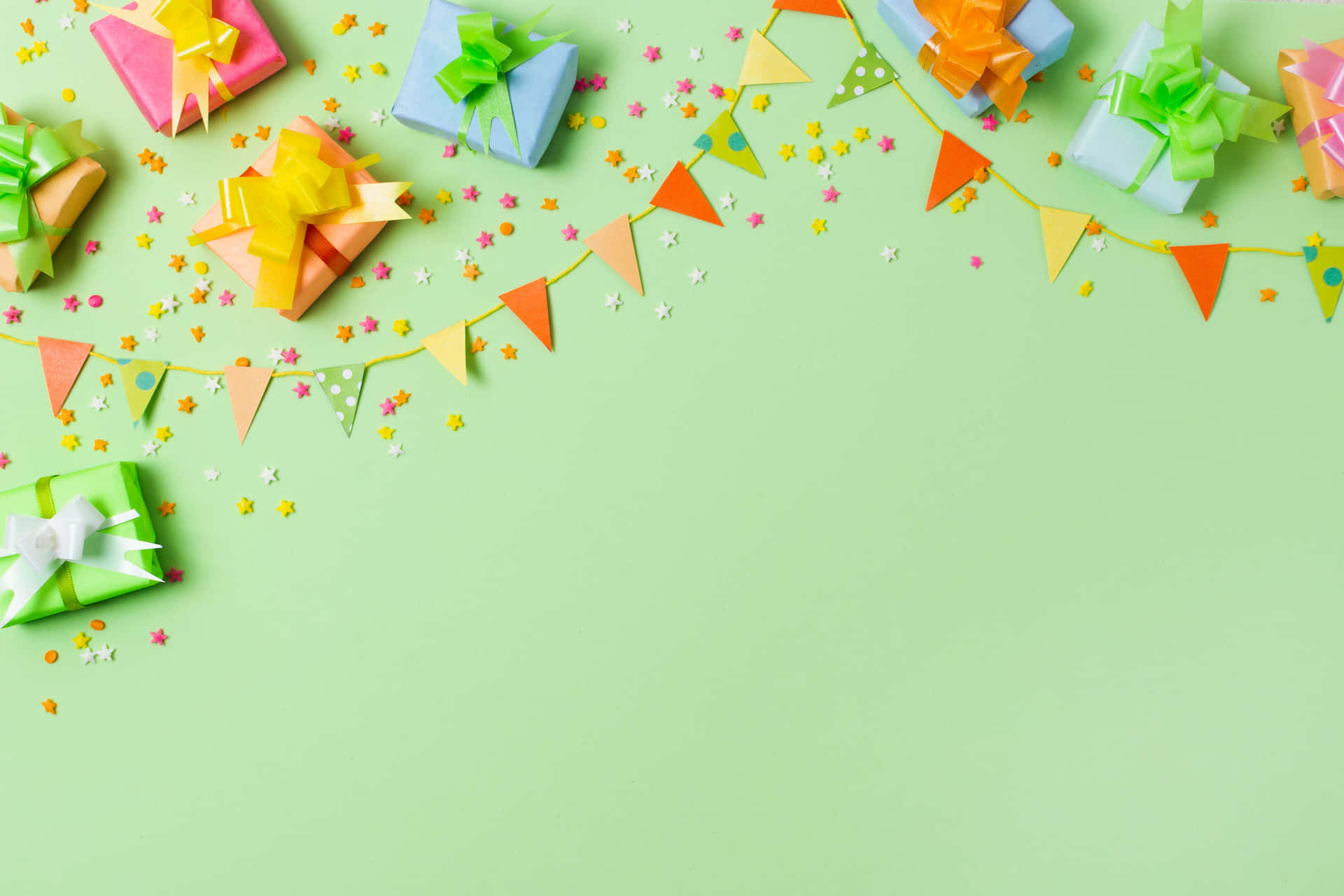Birthday Party Background Decoration In Apple Green