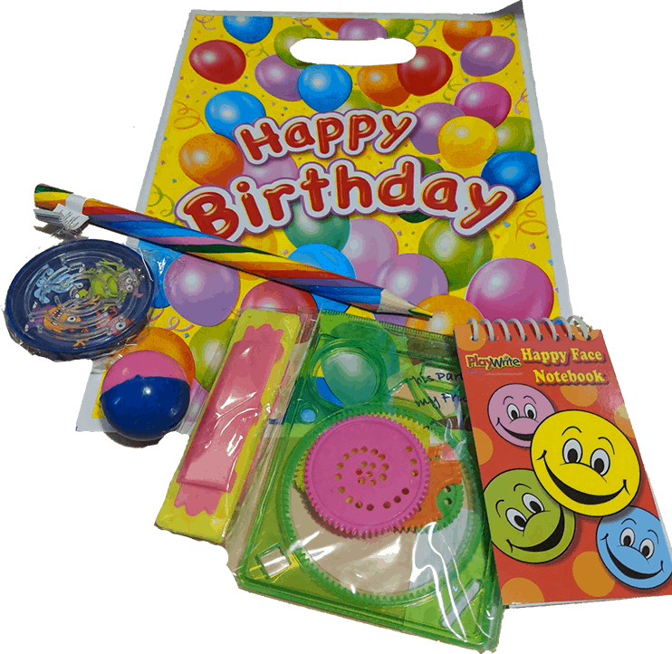 Birthday Party Favor Bag Items PNG