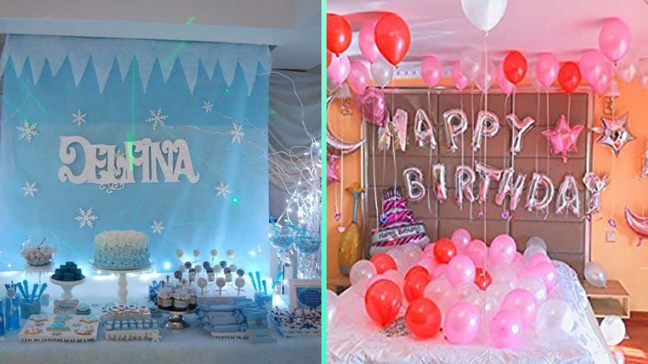 Fotodi Decorazioni A Tema Blu E Rosa Per Una Festa Di Compleanno