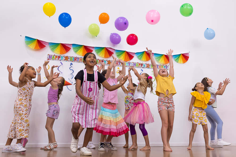 Birthday Party Girls With Balloons Picture