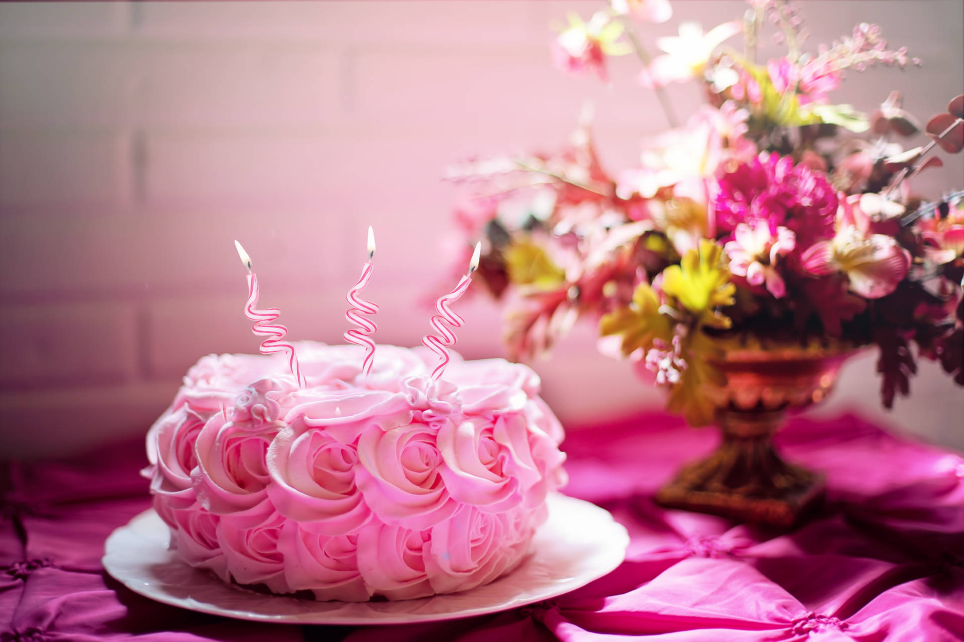 Birthday Pink Colored Cake