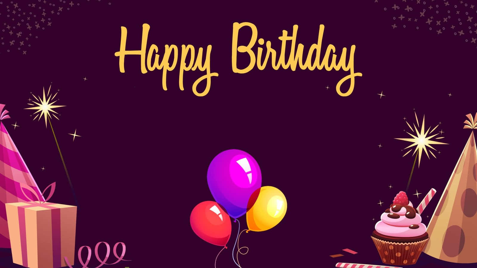 Sparklers Presents And Party Hats Birthday Zoom Background