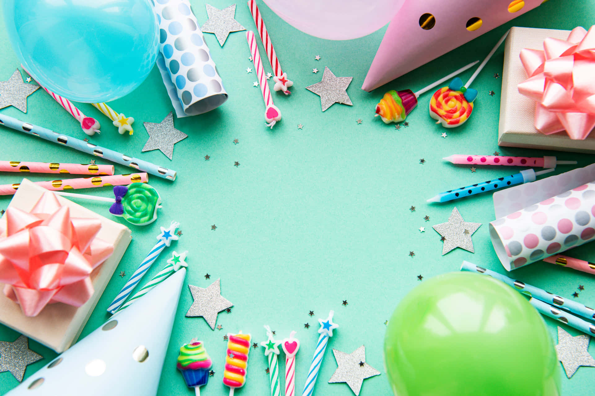 Mint Table Birthday Zoom Background