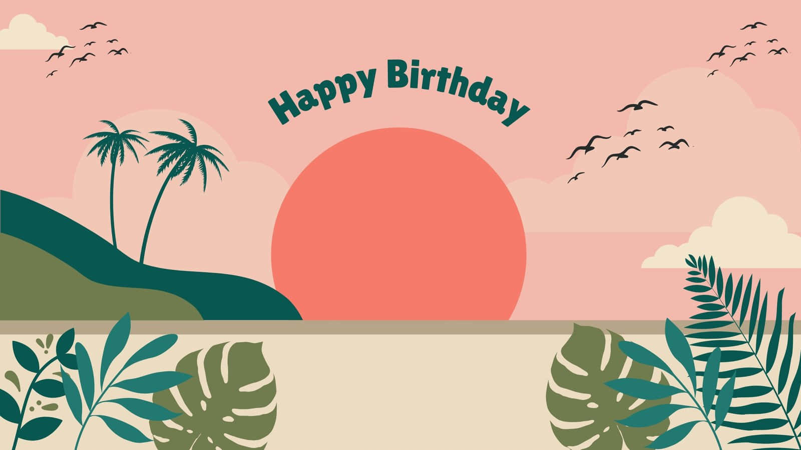 Plants And Palm Trees Birthday Zoom Background