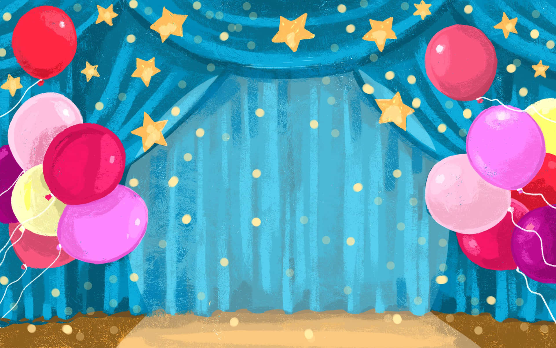 Stage With Blue Drapes Birthday Zoom Background