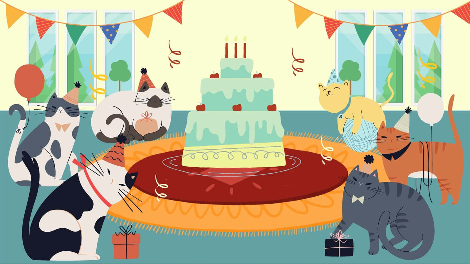 Celebratory Virtual Birthday Party Background for Zoom.