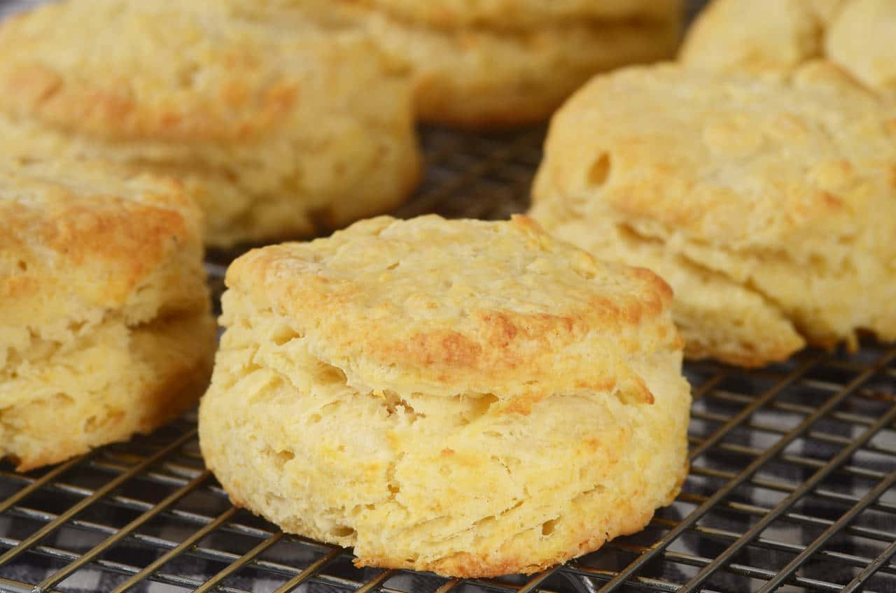 A Rack Of Biscuits On A Cooling Rack
