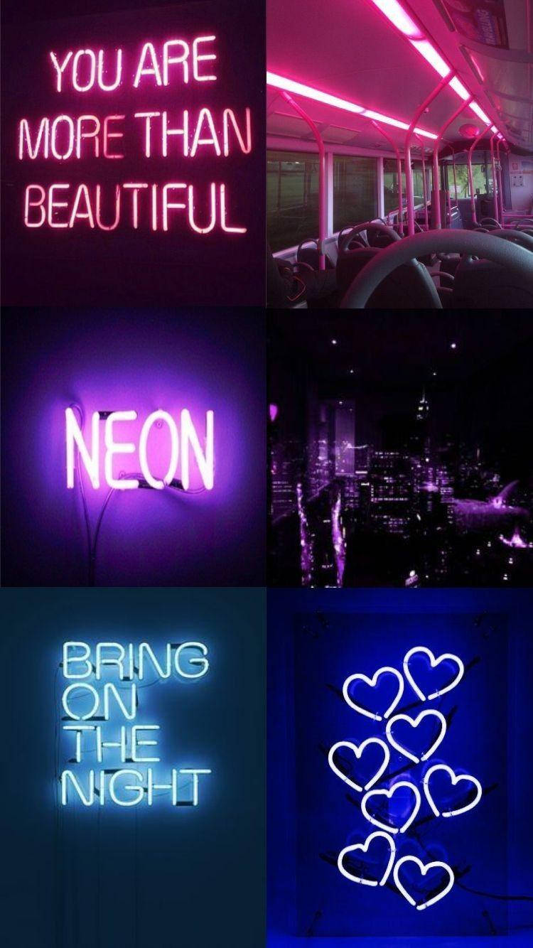 Bisexual Aesthetic Neon Light Hearts Background