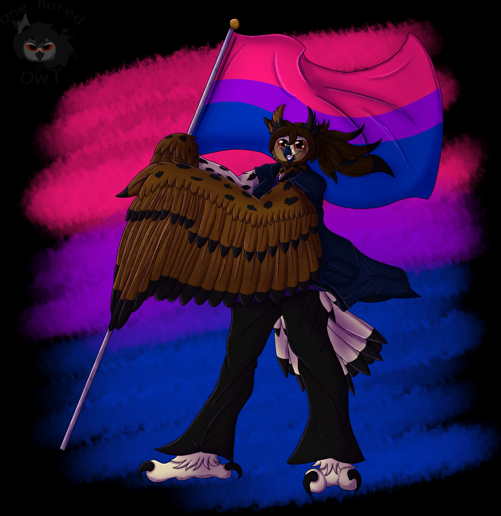 Bisexual Flag Anime Characterwith Wings PNG