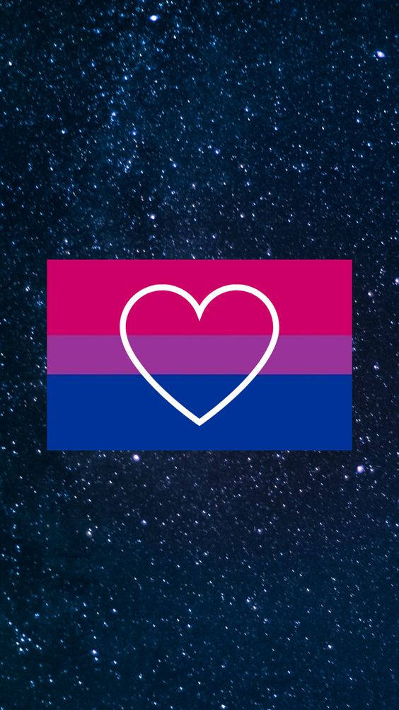 Bisexuellflagga Galaxhjärta. Wallpaper