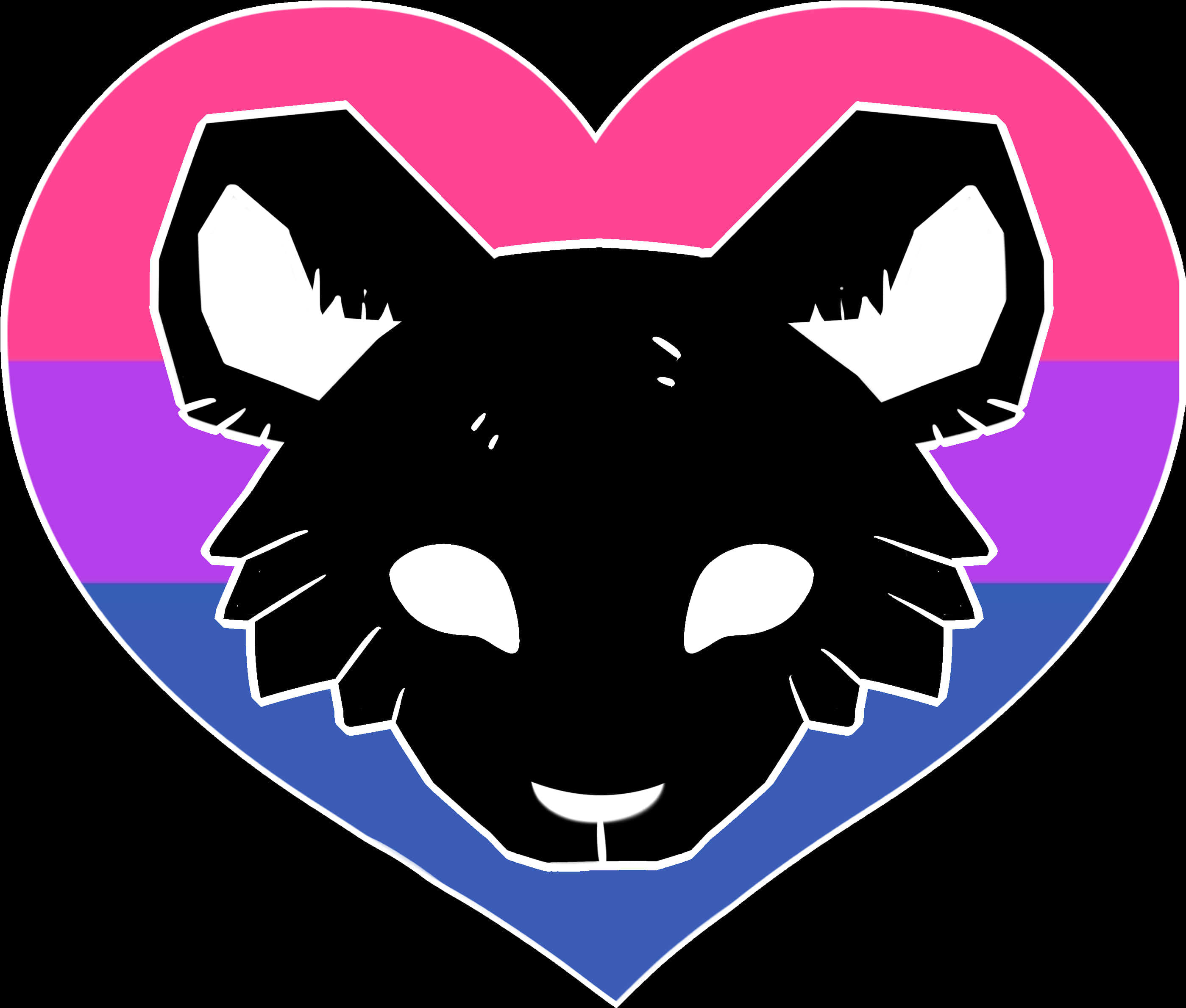 Bisexual Flag Heartwith Cat Silhouette PNG