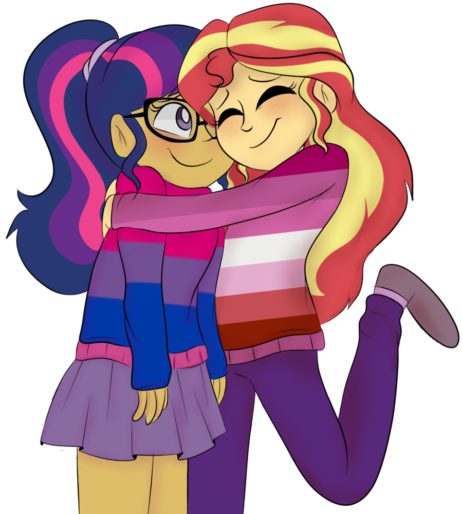 Bisexual Pride Animated Characters Hug PNG