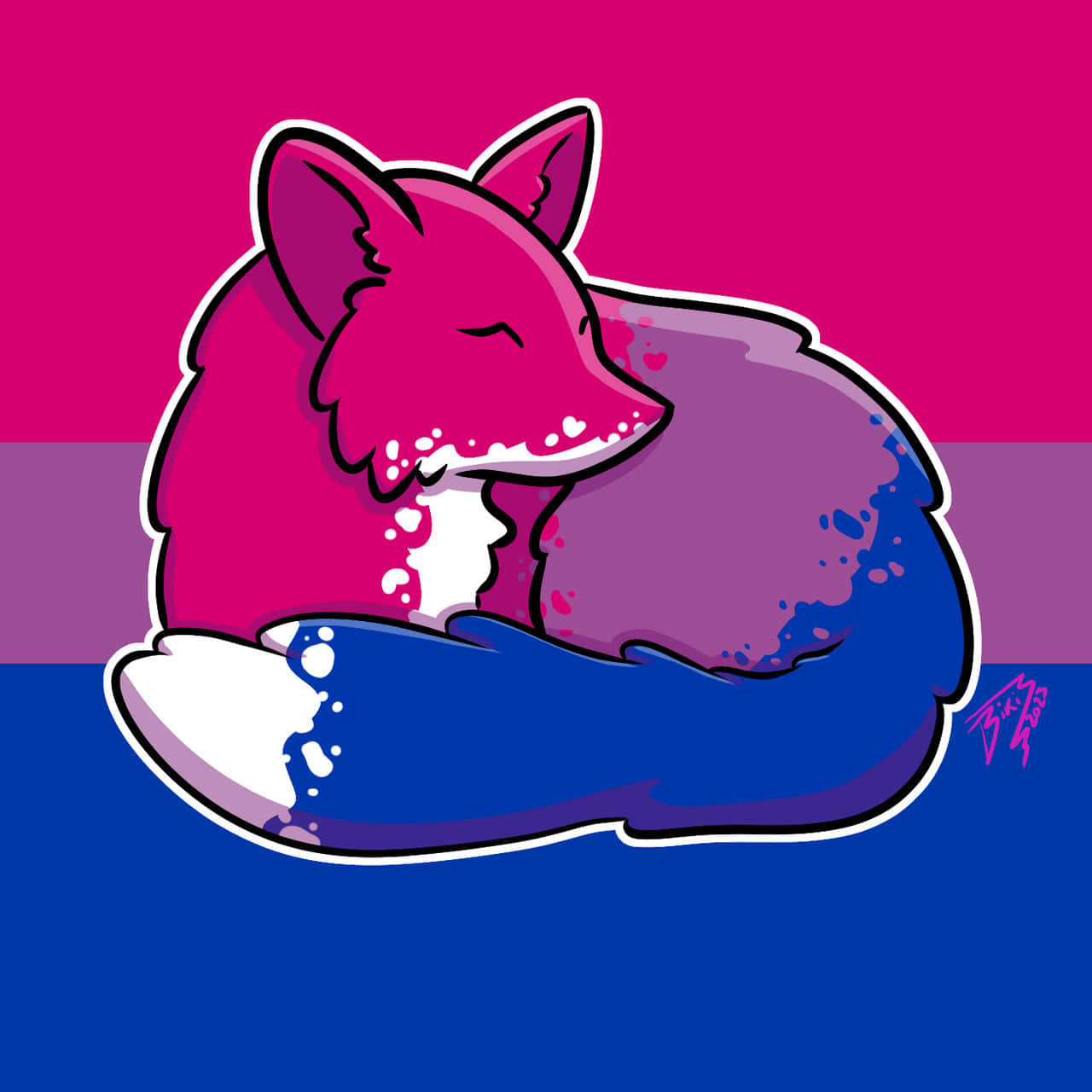 Bisexual Pride Fox Sleeping Wallpaper