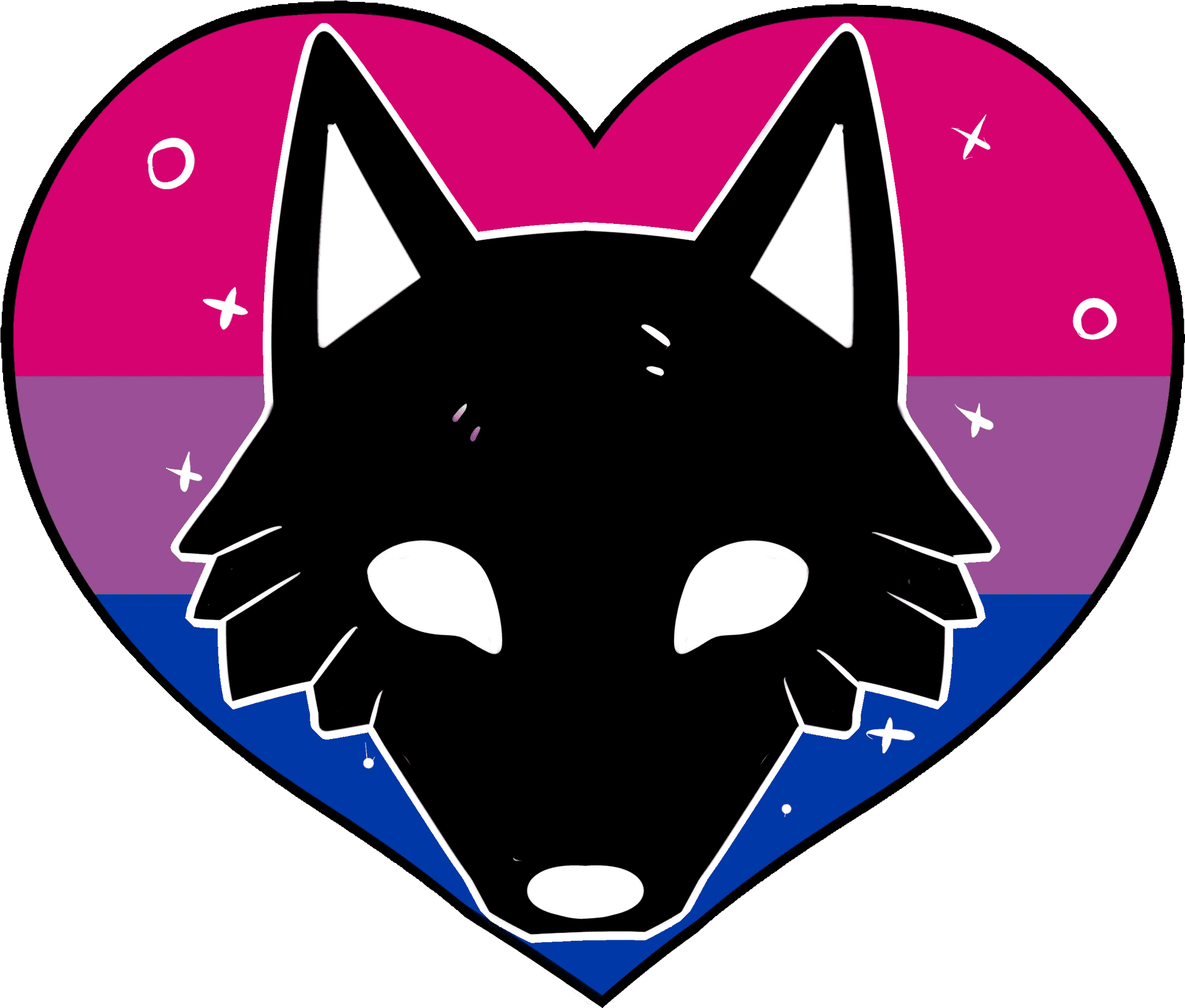 Bisexual Pride Wolf Heart PNG
