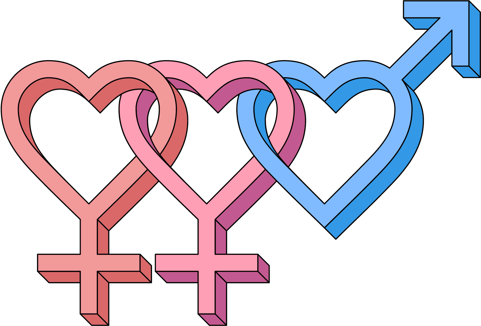 Bisexual Symbol Hearts Connected PNG