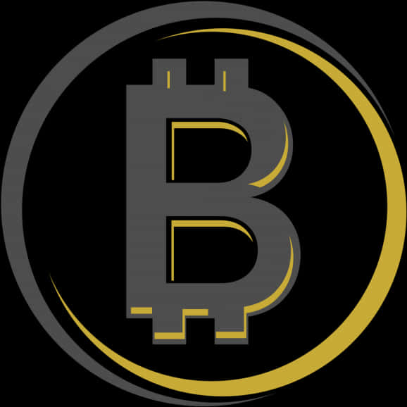 Bitcoin Logo Goldand Black PNG