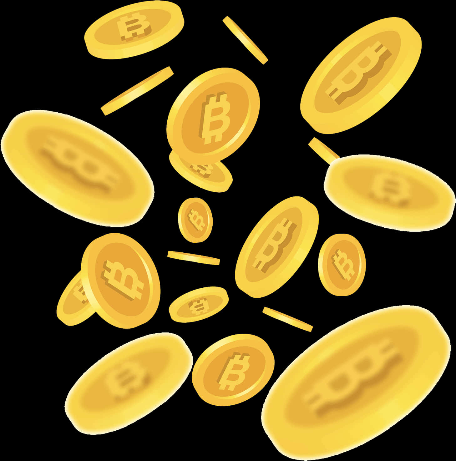Bitcoin Rain Illustration PNG