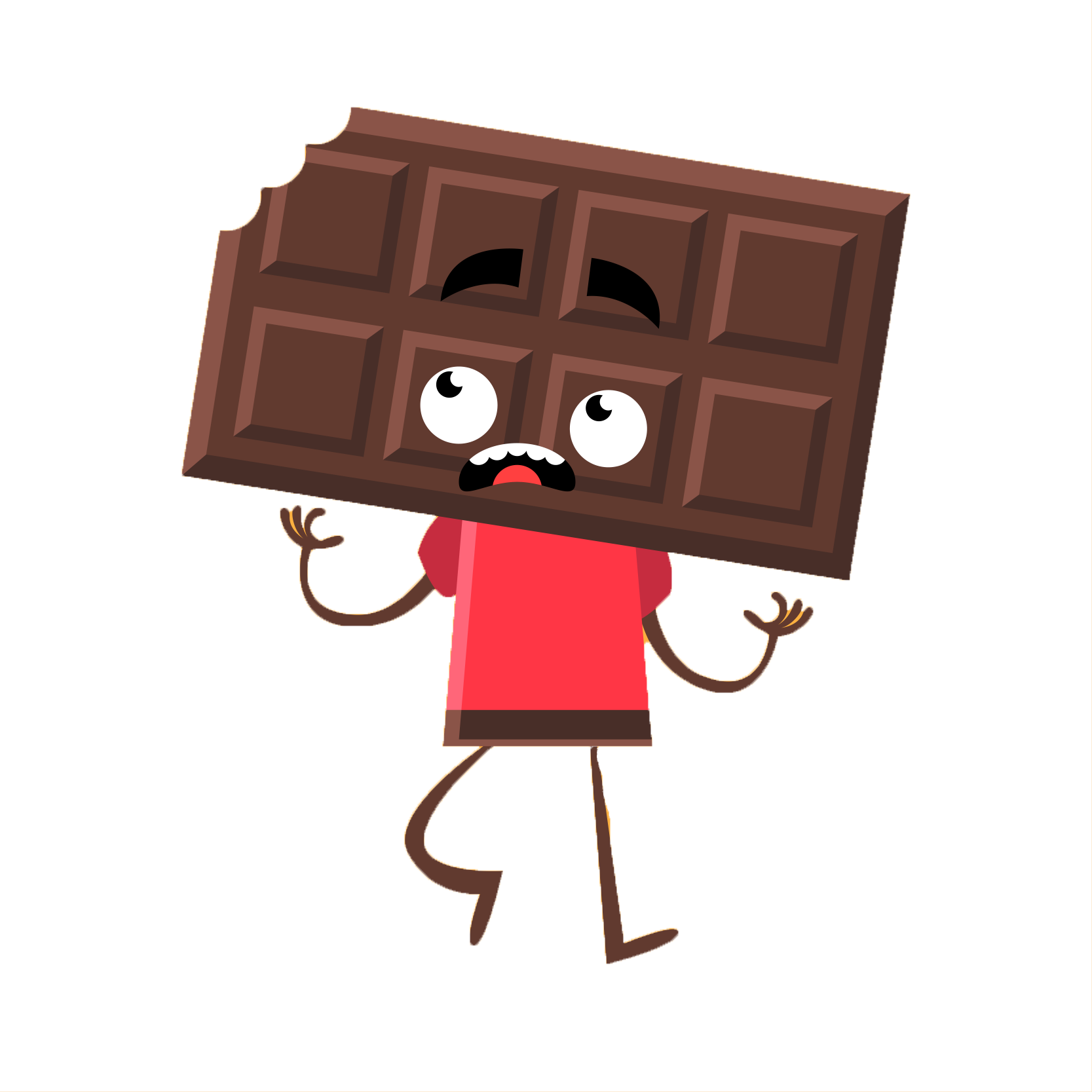 Bitten Chocolate Bar Cartoon Character PNG