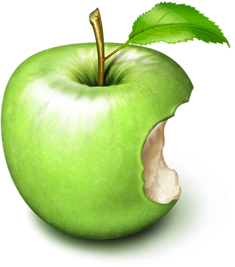 Bitten Green Apple PNG